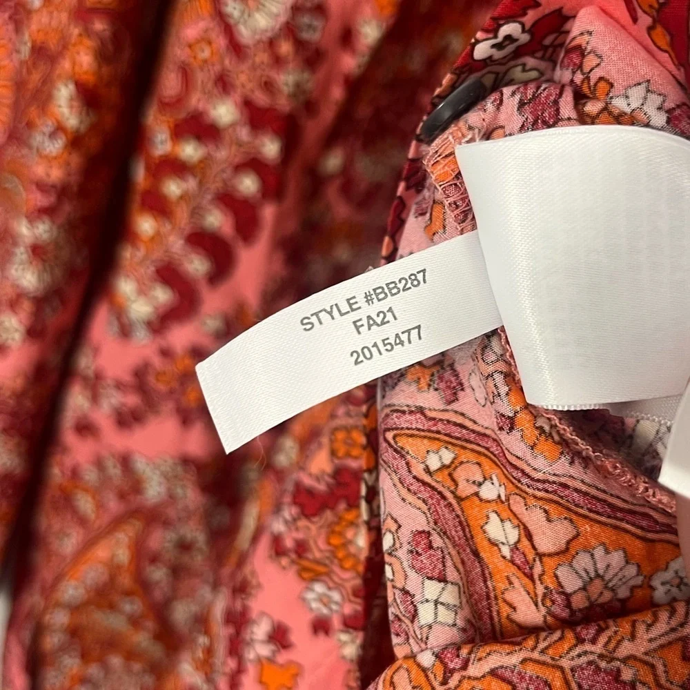 J. Crew Puff Sleeved Top Paisley pink size small cotton